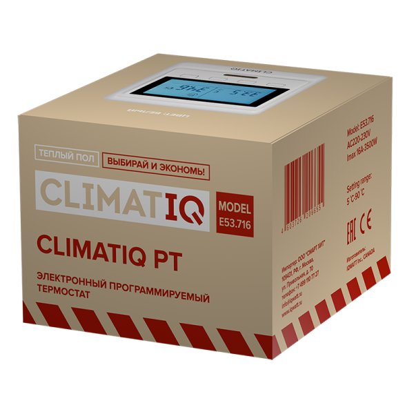 Терморегулятор CLIMATIQ PТ программируемый белый